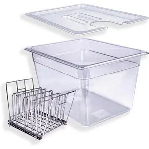 12 QT Large Sous Vide Container With Lid, Sous Vide Tub Kit Compatible with Wancle Anova, Joule,  Sous Vide Cookers for  Chefs Professional Use (12 qt with rack)