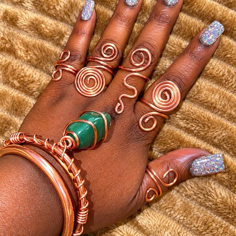 4 piece 12/14 Gage pure copper ring set