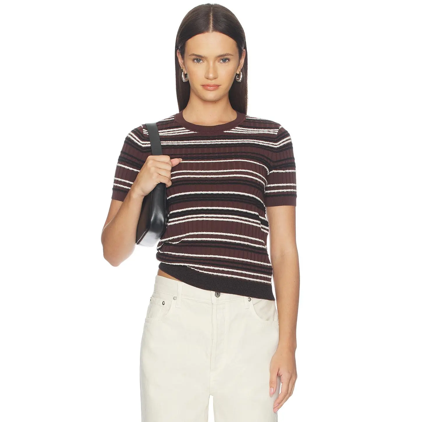 Rag & Bone Karina Stripe Short Sleeve in Mahogany