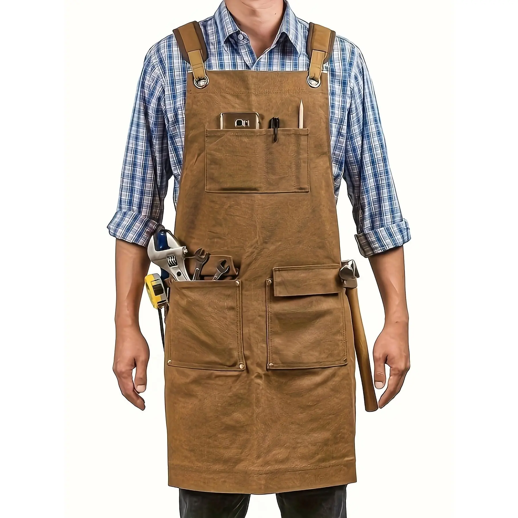Heavy Duty Adjustable Woodworking Apron for Men - Durable Fabric with Multiple Tool Pockets, Sleeveless Design for Woodworkers, Blacksmiths, Carpenters (Sizes M-XXL), Craftsmanship Gear| Practical Design| Nonelastic Fabric, Woodworking Tools