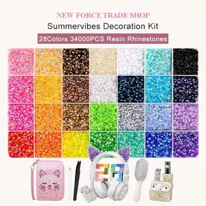 Gem DIY Bedazzling Kit with Mixed Resin Rhinestones & Tweezers,Pick up Pen and Gifted Tools for DIY Crafts Apparel Nail Art Supplies