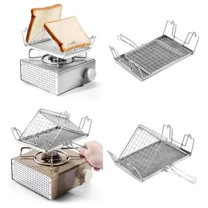 1pc Stainless Steel Collapsible Portable Camping Stove Toaster, Easy to Store – Great for Hiking, Picnics, And Outdoor Use