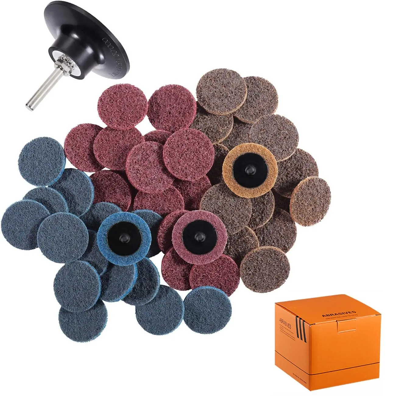 2 Inch Quick Change Sanding Discs with 1/4 Inch Shank Holder, Extensive Set Sanding Discs Kit, Abrasives, Sandpaper, Power Tool Accessories for Surface Prep, Processing, Polishing, Deburring