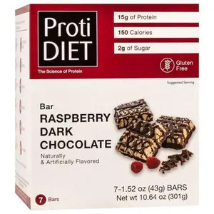 ProtiDiet - Protein Raspberry Dark Chocolate Squares - 7 Bars