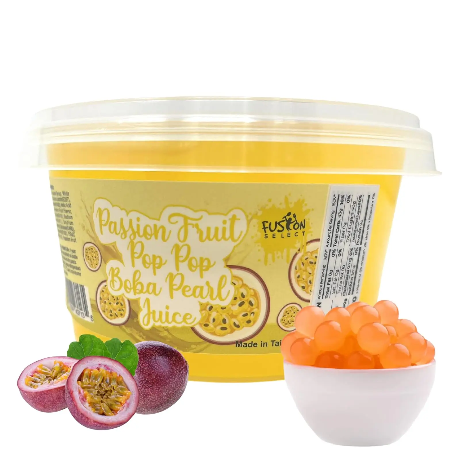 Passion Fruit Bobaz Bursting Bobaz Popping Bobaz Pearls For Bobaz Tea, Bubble Tea, Fruit Tea, Yogurt Toppings 450 Grams