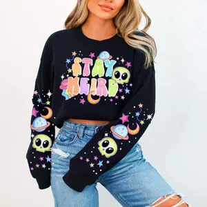 Stay Weird Cute Womens Graphic Crewneck