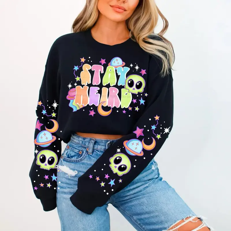 Stay Weird Cute Womens Graphic Crewneck
