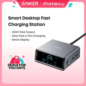 [Spotlight Live] Anker Prime Charger, 250W GaN Prime USB-C Charging Station, Ultra-Fast 6 Ports, 2.26" LCD Display and Smart Control Dial (Silver)