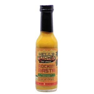 Rockin' Rasta Hot Sauce by Hell's Kitchen Hot Sauce - 5 oz Jamaican Coconut Curry Sauce with Scotch Bonnet Peppers & Spices