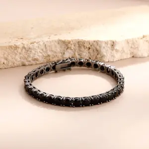 3/4/5mm Black Moissanite Tennis Bracelet Full Diamond Hiphop Bracelets for Women Men, Iced Out Luxury Jewelry Trend