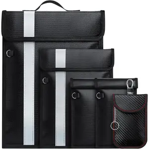 5 PACK Faraday Bags,Faraday Bags for Phones,Emp Bag for Rfid Signal Blocking,Faraday Bags Emp Proof With Handle,Fireproof &  Faraday Bag,RFID Key Fob Protector