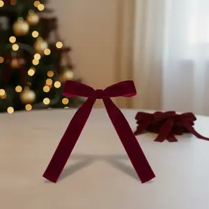 20 Pieces Christmas Tree Decoration Burgundy Velvet Bows - Holiday Holiday Garland Ties, Soft Fabric Ribbons, Suitable for Elegant Tree Decorations, Perfect for Christmas, Thanksgiving and New Year Celebrations