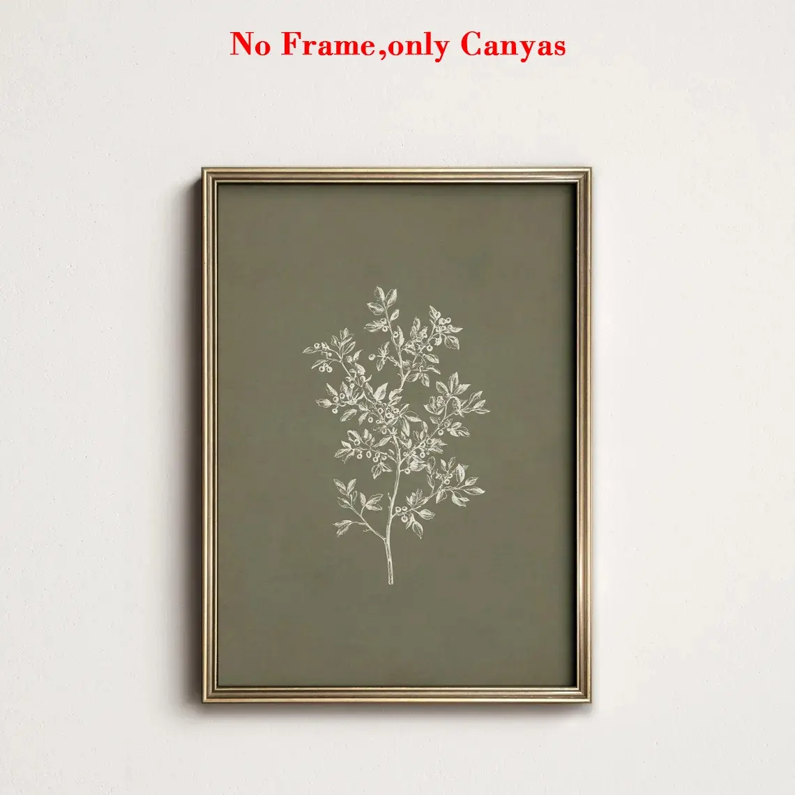 1 pc, wall art, vintage poster, olive green botanical art print, Artistic French Print, French country simple minimalist design canvas painting, living room decor, bedroom aesthetic design, gift for friends, housewarming gift, unframed, Decoration