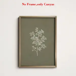 1 pc, wall art, vintage poster, olive green botanical art print, French country simple minimalist design canvas painting, living room decor, bedroom aesthetic design, gift for friends, housewarming gift, unframed
