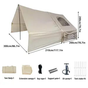 Large Space Multifunctional Family Tent - Suitable for 4-8 people, quick inflation, can be fitted with a stove, has ventilated mesh windows, durable tear-resistant fabric, compatible with car awnings, ideal for outdoor adventures and camping