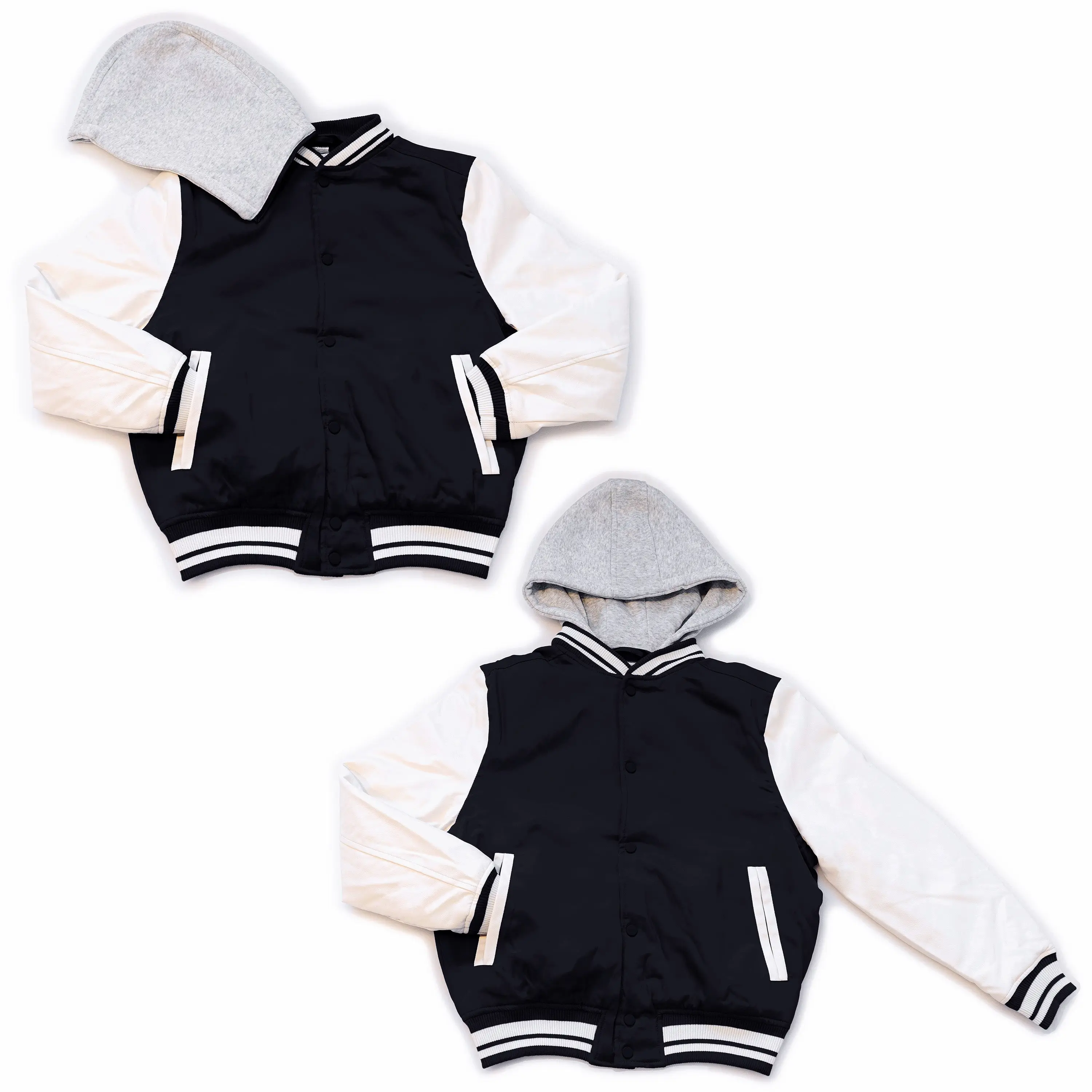 Wholesale Men’s Hooded Jackets - Black/White Colors & Assorted Sizes – Bulk Case of 12 Coats