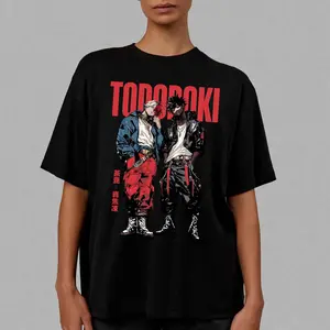 Todoroki Shoto Dabi MHA Shirt My Hero Anime Manga Retro 100% Cotton Crewneck T-Shirt for All Seasons Casual Menswear