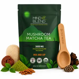 Mind Blend Mushroom Matcha Tea, 10 Servings, Lion's Mane, Cordyceps, USDA Organic, Gluten Free, Vegan | Made in the USA | Adaptogens Supporting Natural Energy, Gut Health, Mental Focus | Coffee Alternative