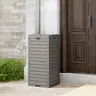 BIFANUO 31 Gal Large Outdoor Waterproof Resin Trash Can - Clasp Lid, Sliding Drip Tray, PVC Layer Rip Resistance, Slides Out to Rinse, Effortless Assembly, Easy-to-Clean Gray Bin for Deck/Patio (16.10"l x 16.26"w x 33.86"h)