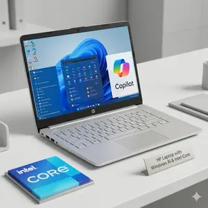 HP 14" Touchscreen - Intel N150-4GB RAM-128GB Storage-Windows 11 S, Silver, COPILOT KEY HP 14" Touchscreen - Intel N150-4GB RAM-128GB Storage-Windows 11 S, Silver, COPILOT KEY