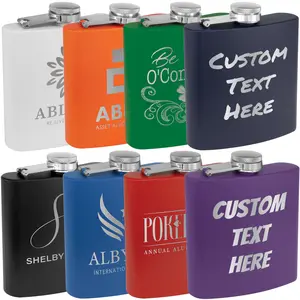 Customized Hip Flasks 6oz Personalized Laser Engraved to Perfection with Custom Text Here Options Available in Multiple Colors Perfect for Personalized Gifts