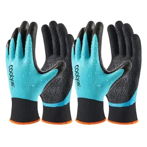 COOLJOB Waterproof Gardening Gloves with Enhanced Grip for Men and Women, Double Rubber Coating for Outdoor Work, Ideal for Garden and Construction Use, Large Size, Pack of 2 Pairs, Blue