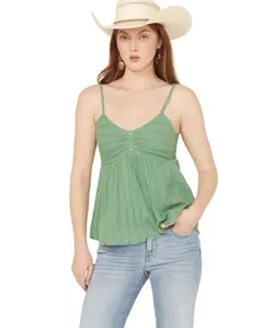 Cleo + Wolf Women's Enya Seersucker Striped Tank Top - Clsu25w27-Gr