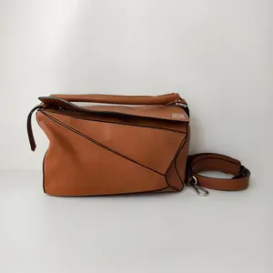 Pre-owned Loewe leather Crossbody Bags puzzle bag Brown MM【BF 12Z】