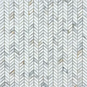 Calacatta Gold  Baby Chevron 5/8x1 1/4 Polished/Honed Marble Mosaic Tile Sample