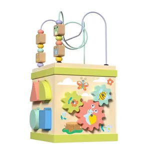 Wooden Activity Cube Bead Maze Toy for Toddlers, Educational Playset for Kids, Durable Wood Construction, Perfect Gift for Young Learners