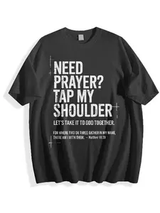 [100% Cotton] Need Prayer Tap My Shoulder Bible Verse Christian On Back T-Shirt