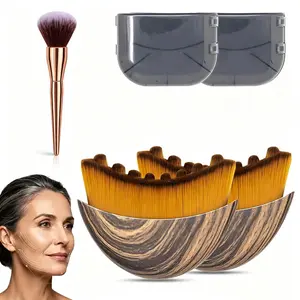 3pcs Lymphatic Contour Face Brush with Cosmetic Mask Brush, Lymphatic Drainage Massager for Sculpting & Puffiness Reduction, Soft Bristle Face Contour Lymphatic for Skin Precisely and Relieve Fatigue