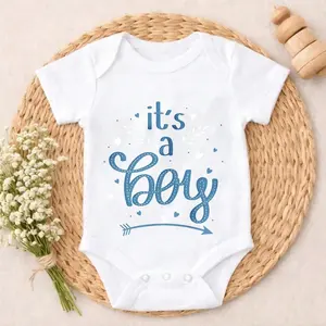 Soft Baby Bodysuit It's A Boy Print 100% Pure Cotton Tag-Free Snap Closure Breathable Gentle On Skin Cute Print Perfect For Gifting & Everyday