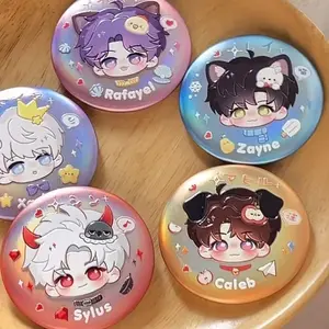 5Pcs/Set Anime Love and Deepspace Sylus Rafayel Caleb Zayne Xavier Cosplay Laser Badge Cartoon Emblem 58mm Brooch Breastpin Gift