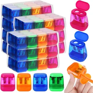 96 count Manual Pencil Sharpeners Dual Hole Compact Sharpener with Lid for  Pencil Sharpener in School, Office,  Mixed 4 Colors