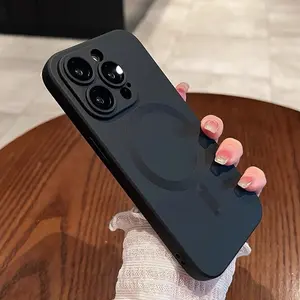 Mag Safe Magnetic Soft TPU Case for iPhone 17 Pro Max 16 15 14 13 12 11 Pro Max with Camera Lens Protector Shockproof Soft Back Phone Cover Magsafe Wireless Charging