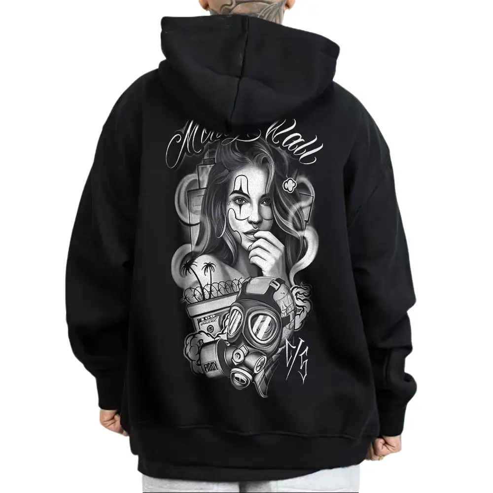 Women's David Gonzales Cholo Girl Lowrider Longsleeves Hoodie - Unisex Loose Cotton-Polyester Comfortable Clothes, Mexican Chicano Style Casual Pullover Top