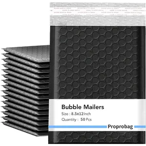 8.5 x 11 Bubble Mailers 50 Pack Outer Size 9x12 Heavy Duty Black Padded Mailer with Self Seal Waterproof Shipping Envelopes Bubble Wrap Protection for Ecommerce Non See Through