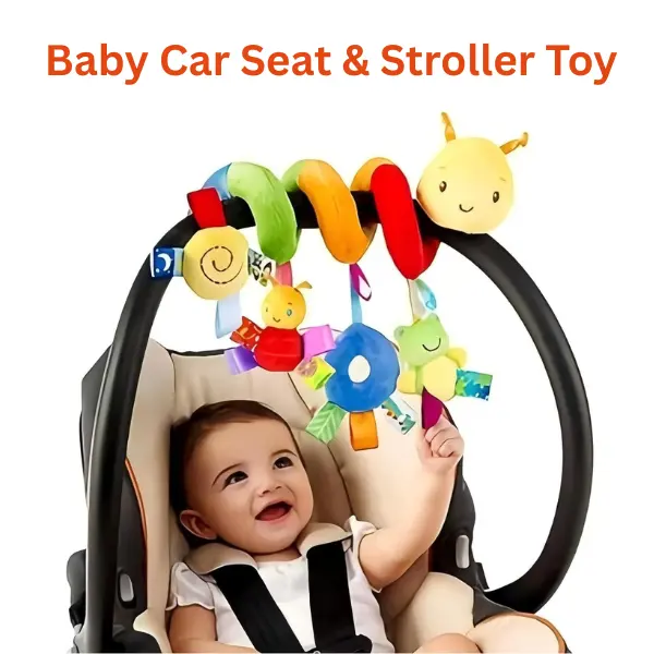 Baby Car Seat & Stroller Toy, Infant Sensory Hanging Activity Toy with Bells, Crib Spiral Toy for Newborn Summer Gift
