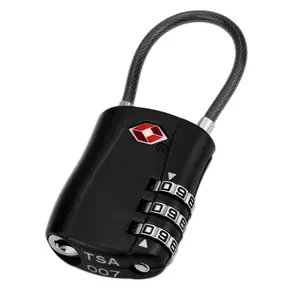 TSA Approved 3-Digit Luggage Lock with Flexible Cable Secure Travel Padlock Model 007 Black Cable Lock