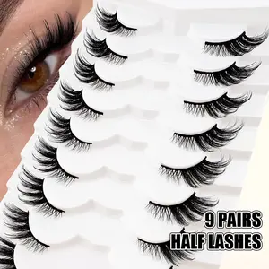 9 Pairs Half Eye False Fluffy Eyelashes Cat Eye Natural Look, Solid Form, No Ca Prop 65 Warning, Perfect for Everyday Use