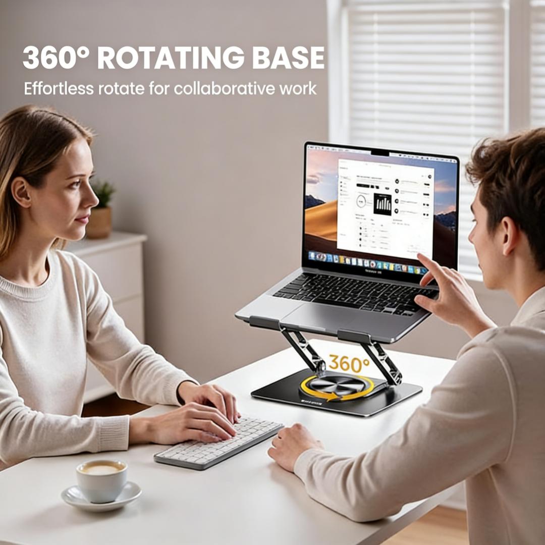 360° Rotating Laptop Stand,Height Adjustable Ergonomic Riser with Dual Support Arms,Foldable Portable Carbon Steel Desktop Holder Promotes Healthy Posture,Perfect Desk Accessory Compatible with MacBook Air/Pro,Dell XPS,HP & All 10–17.3 Inch Laptops,Silver 360° Rotating Laptop Stand,Height Adjustable Ergonomic Riser with Dual Support Arms,Foldable Portable Carbon Steel Desktop Holder Promotes Healthy Posture,Perfect Desk Accessory Compatible with MacBook Air/Pro,Dell XPS,HP & All 10–17.3 Inch Laptops,Silver