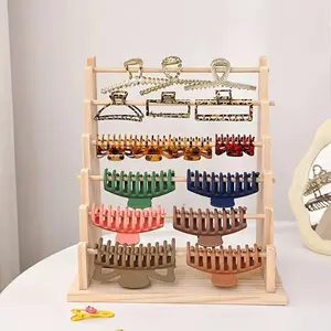 Vintage 6-Story Wooden Jewelry Display Rack, Detachable Bead Storage Layer, Multifunctional Large Capacity DIY Handicraft Storage for Bracelets, Watches, Hair Accessories