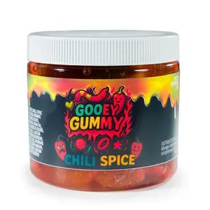 Sour Gooey Gummies – Chili Spice Flavor – Wet & Sticky Candy Snack with Sour Ooze – Sweet & Tangy Chili Spice Treat – 22 oz Jar