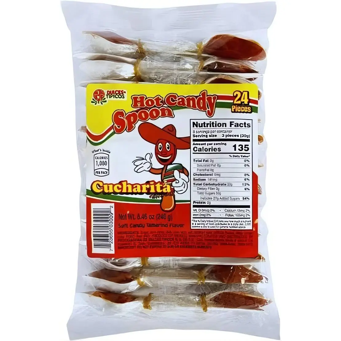 Dulces Tipicos Cucharita Tamarindo Spoon Mexican Candy 24 Count Sweet Snack Bonbon Candies 8.46 oz 240 g
