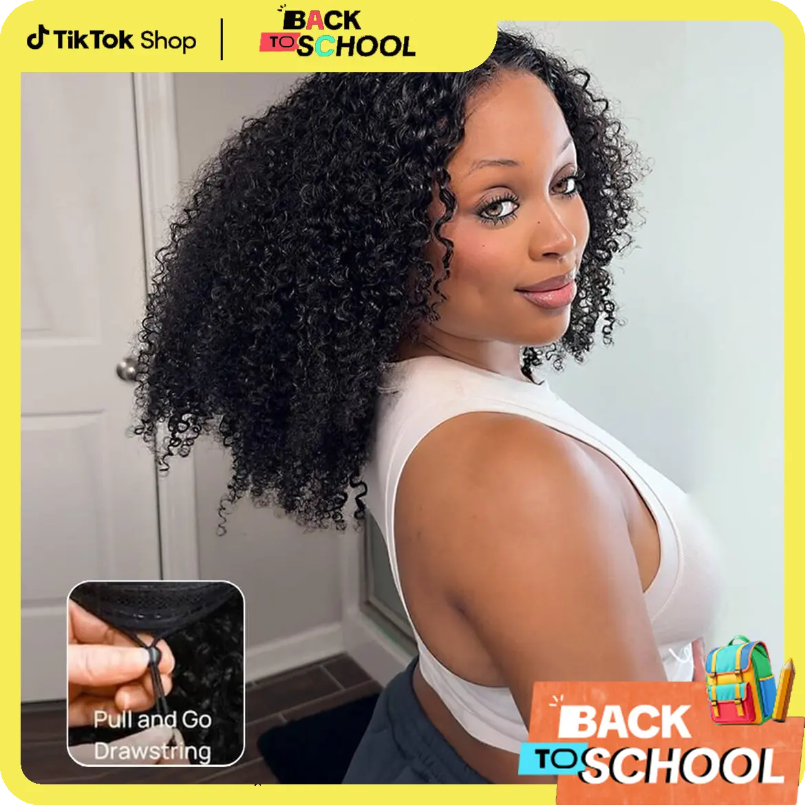[New in] STERLY 200% Density Afro Kinky Curly Wig 7x6 Glueless Human Hair Wig Pre-bleached Swiss HD Lace Front Wig Human Hair Pre plucked Wig Kinky Curly Wig Beginner Friendly Wig Wear Go Wig with Drawstring #TikTokShopBackToSchool#SohoChic