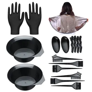 17pcs Professional Hair Dyeing Kit, Coloring Tools, Barbershop-specific Tool, Salon-quality Hair Dyeing Bowl & Black Brushes Set