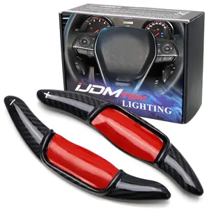 iJDMTOY High Gloss Black Genuine Carbon Fiber Large Paddle Extensions For For 2018-up Toyota Camry (XV70)