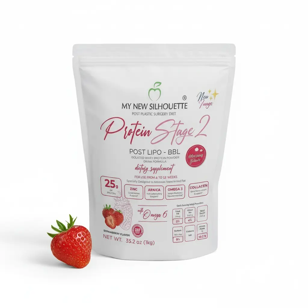 My New Silhouette Protein Stage 2 Post Lipo BBL Whey Protein Powder 25g Collagen Iron Omega 3 for Fast Healing and Inflammation Reduction