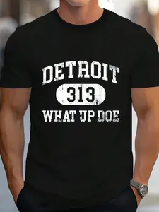 100% Cotton What Up Doe 313 Detroit T-Shirt Women's Men's Graphic Tee Crew Neck summer vacation Tops